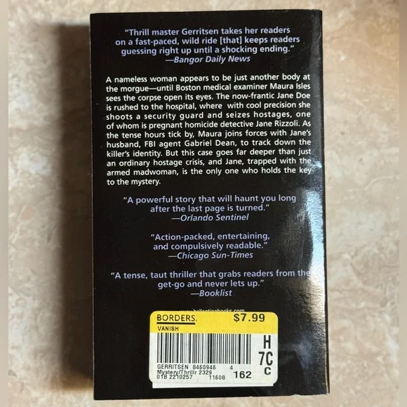 Vanish Paperback Novel Book New York Times Best Seller by Tess Gerritsen NEW - Picture 2 of 2